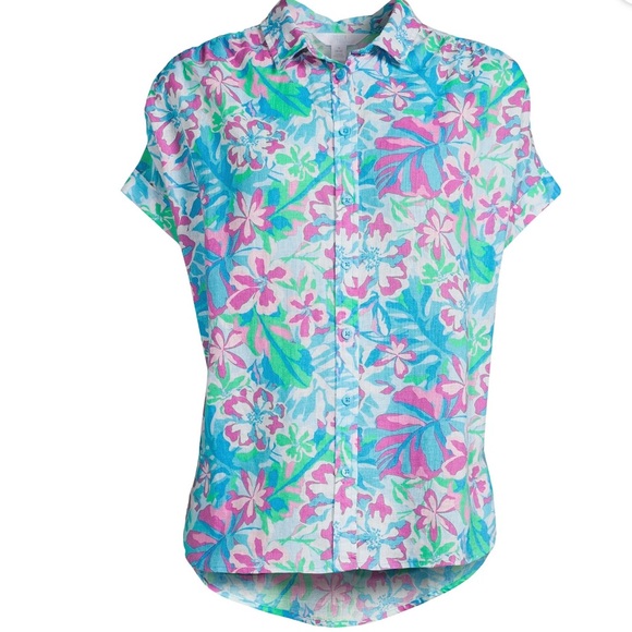 Time and Tru Women's Roll Cuff Button-Down Shirt - Picture 3 of 4